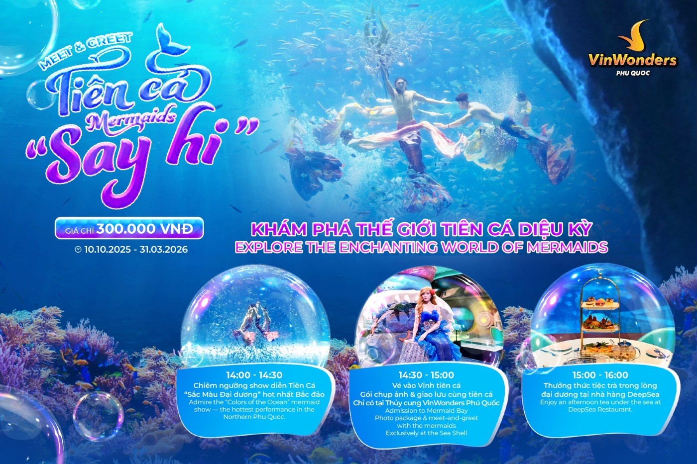Chụp ảnh cùng nàng tiên cá trong gói Meet & Greet tại VinWonders Phú Quốc