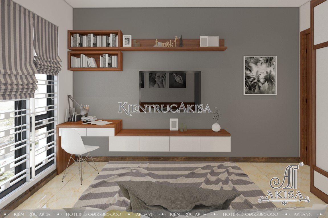 Bàn làm việc nên đặt ở phía Nam phòng, quay về hướng Tây Nam sẽ giúp công việc của gia chủ phát triển tốt.