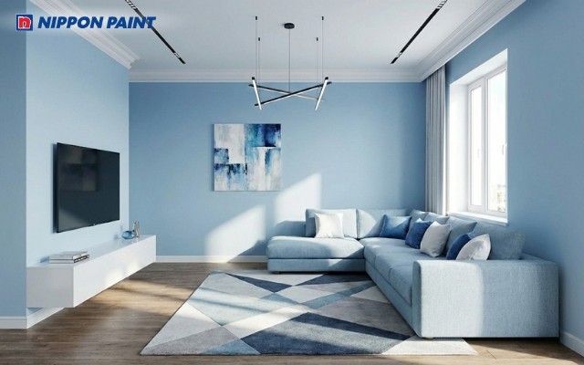 Sự kết hợp giữa xanh dương nhạt và trắng mang lại sự thư thái